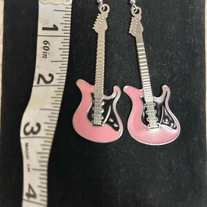 Pink Guitar Earrings